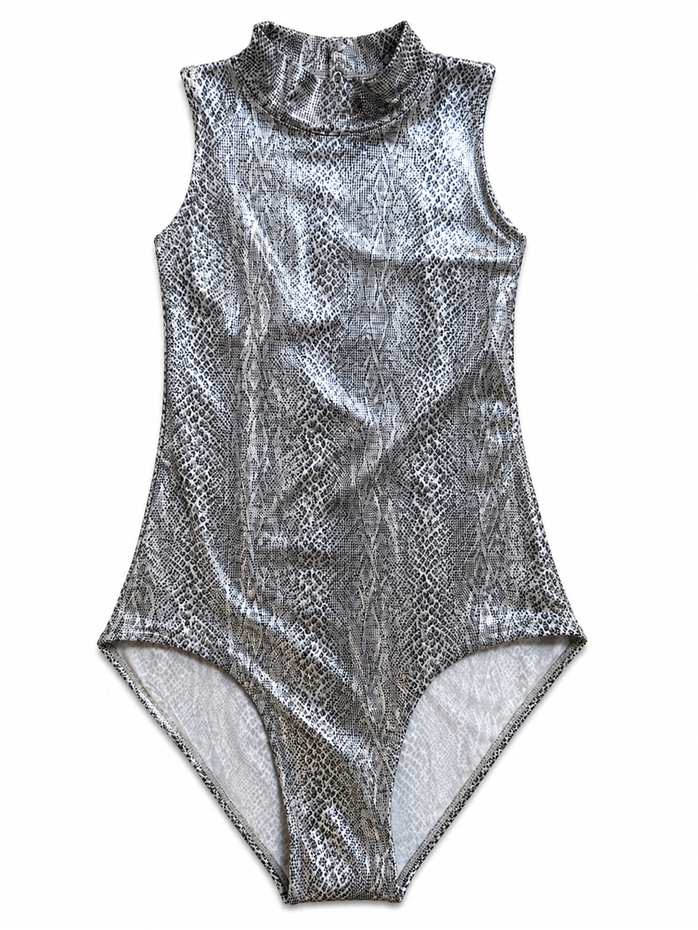 Vintage Metallic Snakeskin Open Back Bodysuit Size Y2K